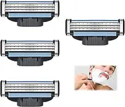 Pack of 4 Razor Blades Refills, Replacement Blades for Wet Razors Men's Manual Professional Hairdresser Beard Blades Men 3-Layer Safety Razor Steel Blades Ugrade Barber Universal Men (4, D)