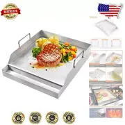 Durable Nonstick Griddle Plate with Grease Management - Fits All Grills & Stoves