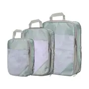 3pcs Compression Packing Cube Expandable Storage Travel Luggage Organizers Grey