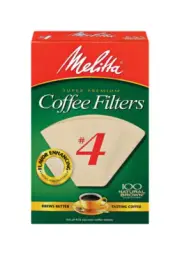 Melitta 624602 Paper Natural Brown #4 Double Crimped Coffee Filter 8 to 12 Cup