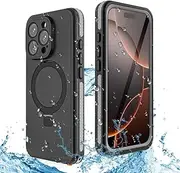 W7ETBEN Waterproof Case for iPhone 16 Pro Max,[Built-in Ring Invisible Stand & Screen Protector][IP68 Underwater][Dropproof] Shockproof Protective Cover for iPhone 16 Pro Max 6.9" (Black&Gray)