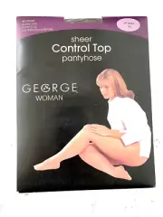 George 4862 Sheer Plus Size Off Black Sandalfoot Control Top Pantyhose - Size 3X