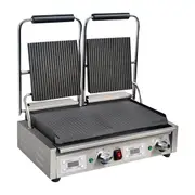 Apuro Double Contact Grill Ribbed Top Plates with Timer PAS-FC385-A