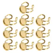 Stainless Ring Blank, 10mm 10 Pcs Adjustable Finger Flat Ring, Gold