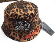 ED HARDY Panther Leopard Print UNISEX Bucket Hat REVERSIBLE NEW AUTHENTIC
