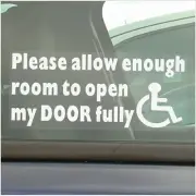 Allow Enough Room To Open Door Fully Sign Window Stickers Disabled Disability