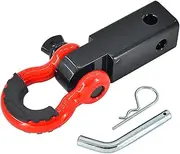 Labymos 2 Inch Hitch Receiver with 3/4 Inch Shackle 11000 Working Load Limit Heavy Duty Solid Recovery Towing Kit with Hitch Pin Trailer Arm Shackle for Vehicle Recovery