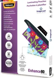 A4 80 Micron Laminating Pouches 100 Pack, (25205)