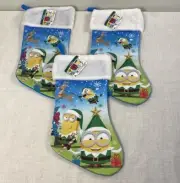 Minions New! Elf Blue Holiday Christmas Stockings Plush Trim 16in