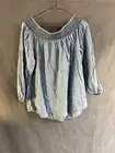 GAP Light Blue 3/4 Sleeve Boho Peasant Blouse Top Lace Detail Size S