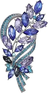 [Generic] Vintage Large Leaf Brooch Sparkly Austrian Crystal Feather Foliage Broach Pin For Women