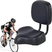 Bicycle Seat With Back Rest - Wide PU Leather Saddle With Soft Cushion And Rear Rest | Ergonomic Shock Absorption Seat For Road, Mountain & Exercise Bikes, A Bicycle Equipment