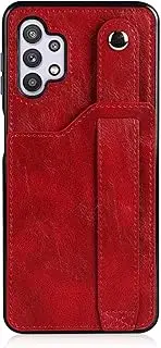 Phone Case Compatible with Samsung Galaxy A32 5G Leather Wallet Phone Case Stand Wrist Strap Phone Case Adjustable Wrist Strap Phone Case Compatible with Samsung Galaxy A32 5G Durable Protection(Red)