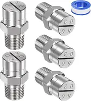 uxcell 5-Pack Flat Fan Spray Tip, 80 Degree 1/8BSPT Male Stainless Steel Pressure Washer Nozzles Cleaner Nozzle Replacement W Sealing Tape for Water Guns (1.1mm Orifice)