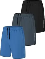 [Zoofly] Pack of 3 Summer Men's Sports Shorts, Quick-Drying Jogging Shorts, Fitness Men's Sports Trousers with Pockets, Outdoor Running Trousers, Black