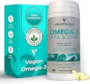 Vegan Omega 3 Supplement (60 Capsules) – Omega-3, EPA, Vitamin D3 & DHA Supplements - Algae Omega 3 Vegan Supplements for Brain, Eye, & Heart Health – Omega 3 for Kids & Adults