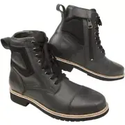 Modeka Wolter Motorcycle Shoes Lace Up Boots with Zipper Black