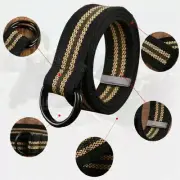 Unisex Canvas Belt D-shaped Double Ring Buckle Men Woven Holeless Waistband
