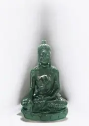 11" Green Jade Stone Buddha Sculpture Meditation Carving Crystal Idol Gifting