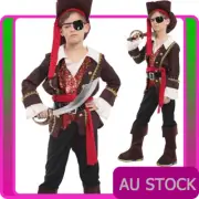 Boys Caribbean Pirate Boy Costume Skull Crossbones Kids Child Gothic Book Week