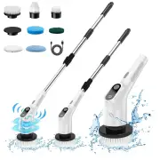 7 in 1 Electric Spin Scrubber, Cordless Cleaning Brush With 7 Replaceable Brush Heads and 3-Speed Control, Adjustable Sh