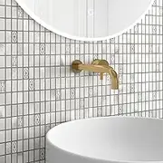 VAOVI Metallic Tile Stickers Self-Adhesive Kitchen Splashback,Mini Stacked Stick on Mosaic Wall Tiles Backsplash Peel and Stick Square(White Silver,10sheets)