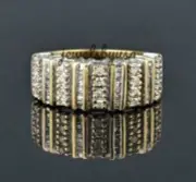 Men's Round & Baguette Genuine Moissanite Half Eternity Band Ring 925 Silver