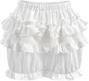 [CR ROLECOS] Women's Bloomers White Lolita Bloomer Shorts Victorian Ruffled Pantaloons Pants