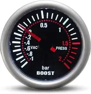SFCPDDZYNE 2''52MM Turbo Boost Gauge 3 BAR Mechanical White Led Boost Gauge Smoke Lens Boost Sensor Car Accessories Automotive Voltage Boost Meter(Silver)