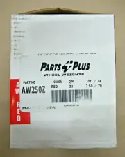 PARTS PLUS AW250Z RED WHEEL WEIGHTS QTY 25 / 2.50 OZ / 70 GR MADE IN USA