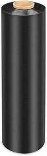 MasterSpec Black Plastic Stretch Wrap Film, 50cm x 400m Durable Packing Moving Packaging Heavy Duty Shrink Film 25U with Plastic Rotary Handle