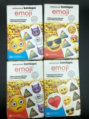 4 Boxes Kids Emoji Bandages 20 In Box 10 Strips + 10 Spots each Band-aids
