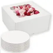 JCHB 24 Pack 10" Cake Box with 10" Round Cake Boards With Window Baked Goods ...