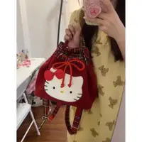 在飛比找ETMall東森購物網優惠-Hello kitty可愛復古雙肩包毛絨