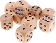 BAOBLADE 10 Pieces 30mm Wooden D6 Six Sided Dice Board Game Dice for Party Games Wood
