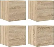 Wall Mounted TV Cabinet Set of 4 - Sonoma Oak 30.5x30x30 cm | Space-Saving TV Units for Small Rooms | Modern Floating Shelves for Living Room & Bedroom | Durable & Stylish Storage Solution