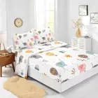 Cartoon Animals Kids Bed Decor Fitted Sheet Set Single/Double/Queen/King Size