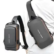 Sling Backpack Anti Theft USB Port Sport Chest Shoulder Bag Lightweight Crossbody Bag -Gray