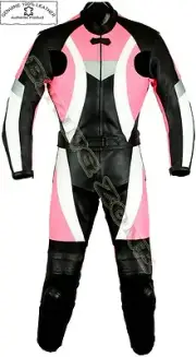 WOMENS DYNAMIC PINK LADIES MOTORBIKE / MOTORCYCLE LEATHER JACKET TROUSER SUIT