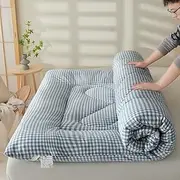 Futon Mattress Japanese Floor Mattress Folding Roll Up Bed Topper Mat Sleeping Pad Portable Dormitory Tatami Mat for Guest,Lounger and Tavel(Light Blue,120x200cm/47x80inch)