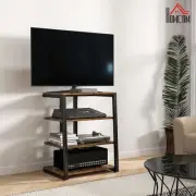 HOMCOM TV Stand for 28" TVs with Shelves and Extension Lead Holder, Brown