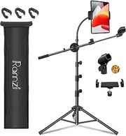 6 in 1 Microphone Stand Floor Boom With Support Gooseneck, Clips, Tablet Phone Holder, Free Switching and Bag