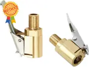 Tire Air Chuck with Clip Adapter 8mm 2-Pack Brass Locking Nozzle for Inflator