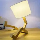 Cute Desk Lamp,Wooden Robot Table Lamps for Bedroom,Adjustable Head Unique Bedsi