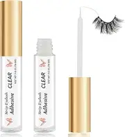 [HSKIE] Eyelash Glue Clear Lash Glue Strong Eyelash Glue for False Lashes Waterproof Eyelash Glue False Eyelashes Glue Sensitive Eyes Latex Free Lash Adhesive Glue 0.176 OZ Clear