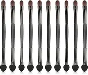10 Pcs Dual End Eyeshadow Smudge Brush 2 in 1 Eyeshadow Brush Sponge Blending Concealer Brush Soft Eyeshadow Applicators Sided Makeup Brushes Cosmetic Tool for Women Lady, Black