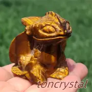 2" Natural Quartz Crystal Carved Tiger's Jasper Dragon Skull Reiki Healing 1PC