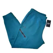 NWT $100 Under Armour UA Unstoppable Fleece Joggers Teal 1379808-449 Men's XL