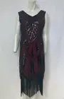 Metme Beaded Sequin Great Gatsby 1920's Flapper Dress Large 12-14 NWT Black Red