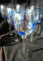 Vietri Blue Swirl set of six 9.5-inch water glasses by Stephen Kramer